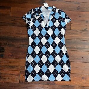 H&M Dark blue and Light Blue Argyle Dress